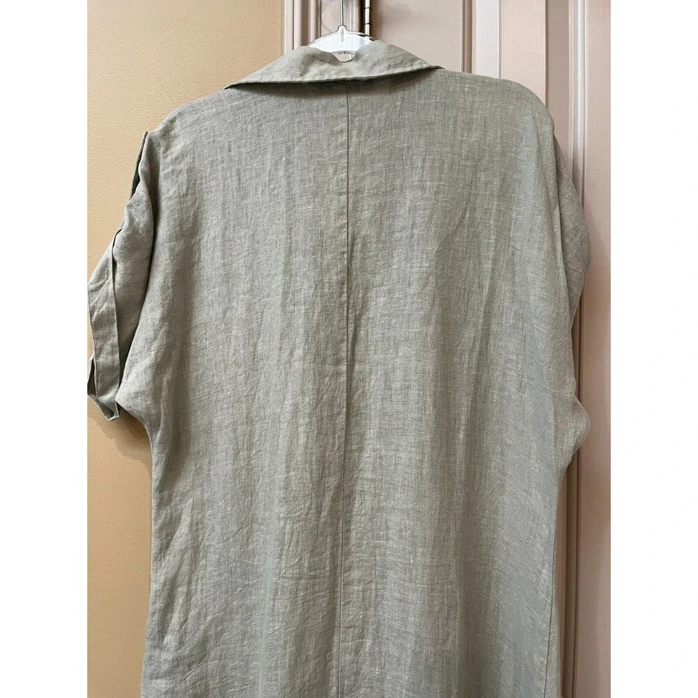 Zara NWT Sage Green Lovina Linen Short Sleeve Button Front Midi Dress sz XS NEW - Picture 15 of 15
